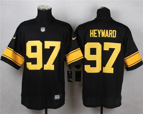 Nike Steelers #97 Cameron Heyward Black(Gold No.) Men's Stitched NFL Elite Jersey - Click Image to Close